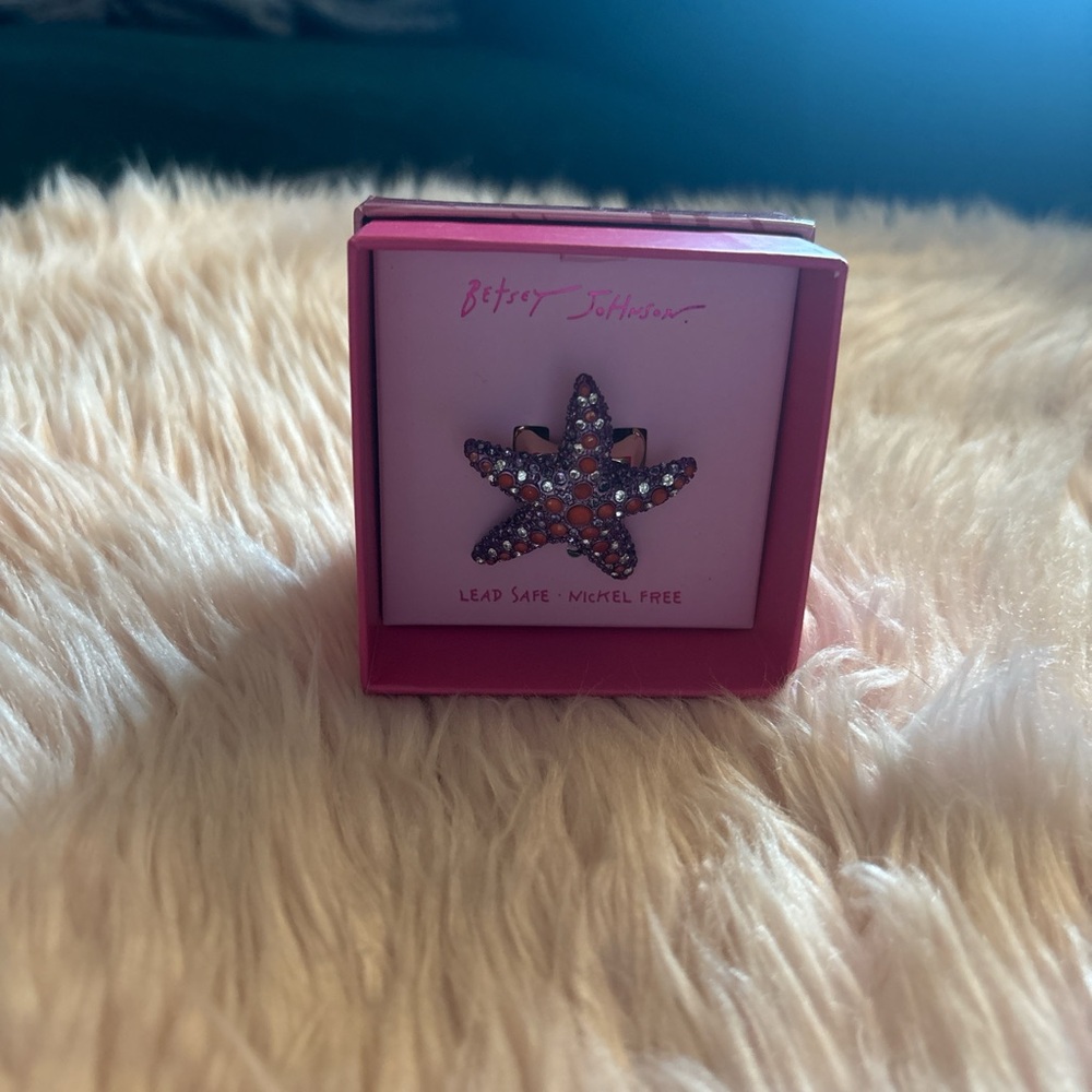 Betsey Johnson Starfish Ring - Purple & Orange Crystal